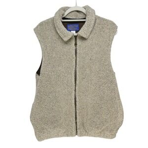 Vintage Pendleton Sherpa Vest Size S Tan Brown Full Zip Made in USA‎